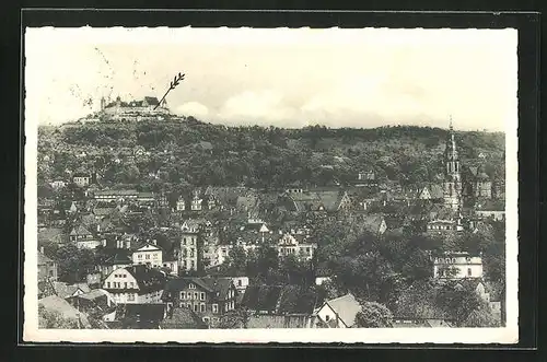 AK Coburg, Blick über die Altstadt mit Veste und Moritzkirche