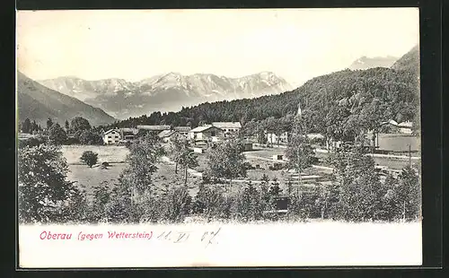 AK Oberau, Ortsansicht gegen Wetterstein