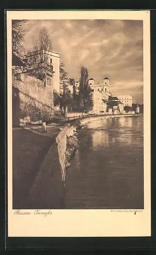 AK Passau, Innufer mit Promenade