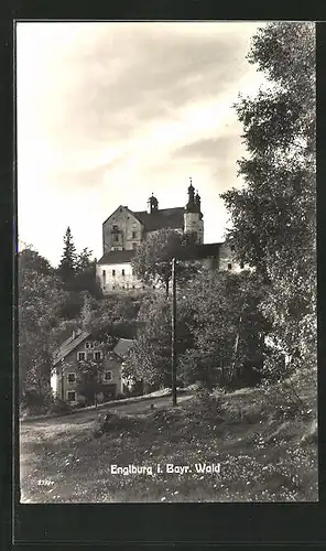 AK Engelburg /Bayr. Wald, Ortspartie mit Schloss