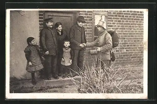 AK Abschied von den Quartierswirten in Ostpreussen, Infanterie