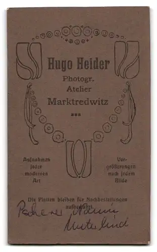 Fotografie Hugo Heider, Marktredwitz, Portrait junge Dame mit zeitgenössischer Frisur
