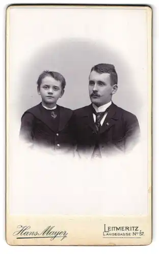 Fotografie Hans Mayer, Leitmeritz, Langegasse 57, Portrait bürgerlicher Herr mit kleinem Sohn
