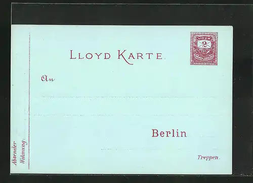 AK Private Stadtpost Lloyd Karte, Berlin, 2 Pfg.