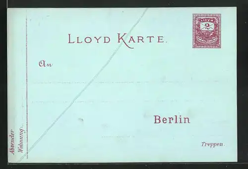 AK Private Stadtpost Lloyd Karte, Berlin, 2 Pfg.