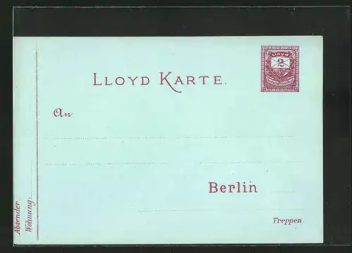 AK Lloyd Karte, Private Stadtpost Berlin, 2 Pfg.