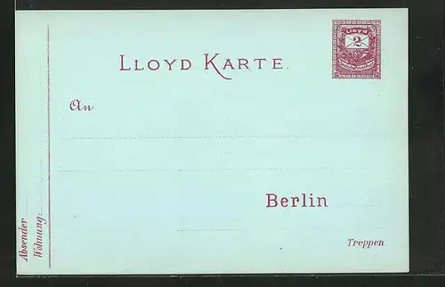 AK Lloyd Karte, Private Stadtpost Berlin, 2 Pfg.