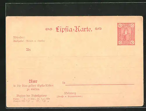 AK Leipzig, Lipsia-Karte, Private Stadtpost, 2 1 /2 Pfg.