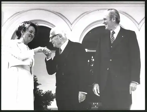 Fotografie Sven Simon, Bonn, Ansicht Bonn, Bundespräsident Carstens & Sandor Pertini Präsident von Italien
