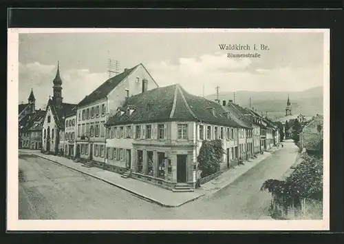 AK Waldkirch i. Br., Blumenstrasse mit Handlung Joseph Ihringer