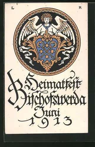 Künstler-AK Bischofswerda, Heimatfest im Juni 1913, Festpostkarte
