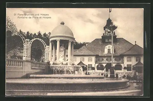 AK Bern, Schweizerische Landesausstellung 1914, Flora-Brunnen und Hospes