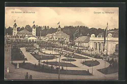 AK Bern, Schweizerische Landesausstellung 1914, Konzert im Mittelfeld