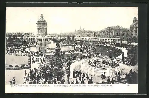 AK Mannheim, Internationale Kunst- & Grosse Gartenbau-Ausstellung 1907, Friedrichsplatz während des Vormittags-Konzertes