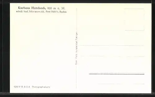 AK Bühl i. Baden /Schwarzwald, Kurhaus Hundseck