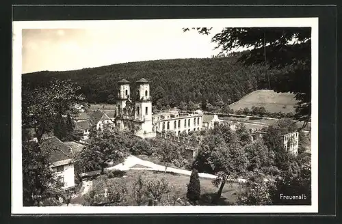 AK Frauenalb, Ortspartie mit Ruine