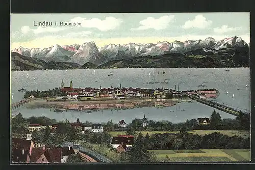 Künstler-AK Lindau i. Bodensee, Ortsansicht