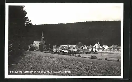 AK Herrenwies /Bad. Schwarzwald, Ortspartie mit Kirche