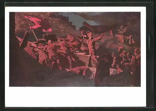 Künstler-AK Barrikade im Jahre 1905, Kämpfe während der russischen Revolution