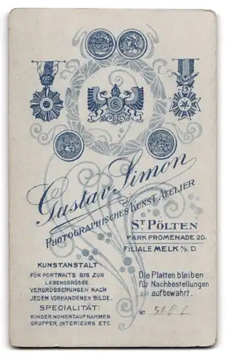 Fotografie Gustav Simon, St. Pölten, Park Promenade 20, Portrait bürgerliche Dame mit einem Jungen