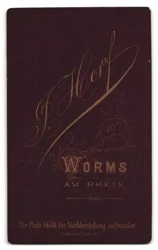 Fotografie J. Herf, Worms am Rhein, Portrait junger Herr in modischer Kleidung