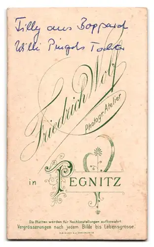 Fotografie Friedrich Wolf, Pegnitz, Portrait Tilly im weissen Kleid