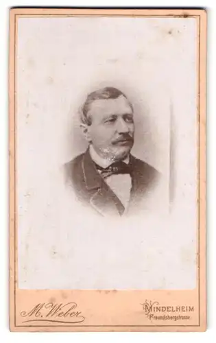 Fotografie M. Weber, Mindelheim, Freundsbergstr., älterer Mann im Anzug mit Oberlippenbart