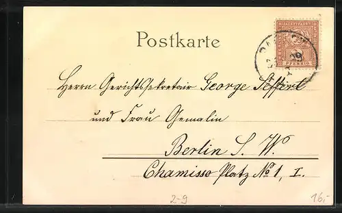 AK Berlin, Private Stadtpost, 2 Pfennig