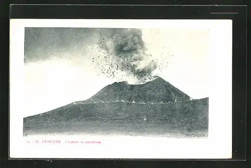 AK Il Vesuvio, Cratere in eruzione, Ausbruch des Vulkans Vesuv