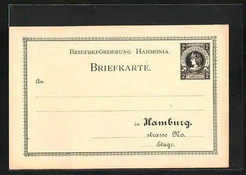 AK Briefkarte der Private Stadtpost Hammonia Hamburg, 2 Pfg.