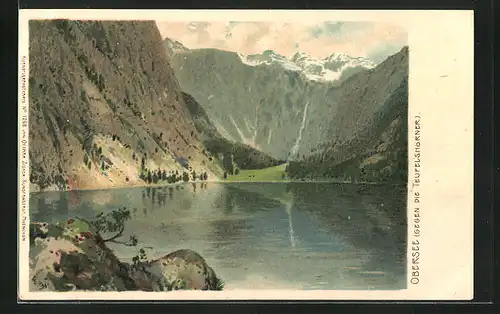 Lithographie Schönau, Obersee mit Teufelshörnern