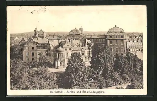 AK Darmstadt, Schloss und Ernst-Ludwigsplatz
