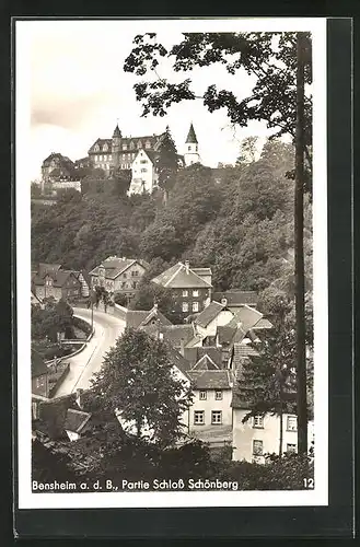 AK Bensheim / Bergstrasse, Blick zum Schloss Schönberg