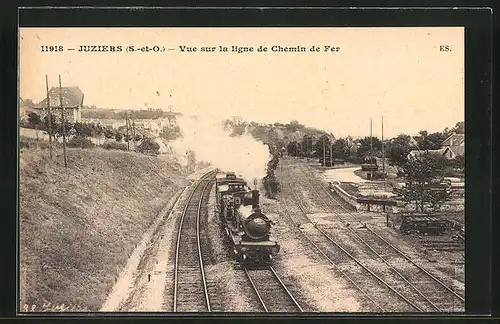 AK Juziers, Vue sur la ligne et Chemin de Fer