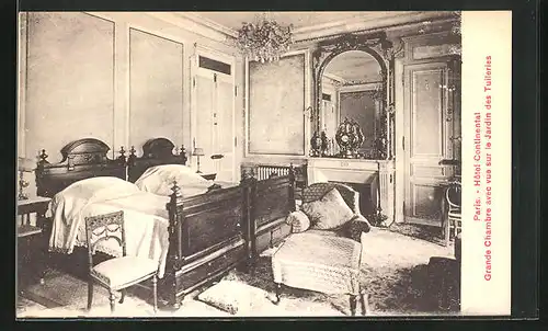 AK Paris, Hôtel Continental, Grande Chambre avec vue sur le Jardin des Tuileries