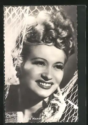 AK Schauspielerin Lina Margy mit lächelndem Gesicht