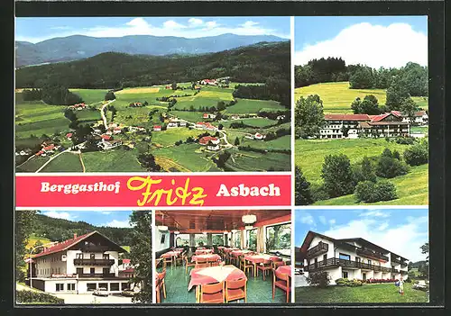 AK Drachselsried /Bayer. Wald, Berggasthof Asbach, Innenansicht, Ortspartie