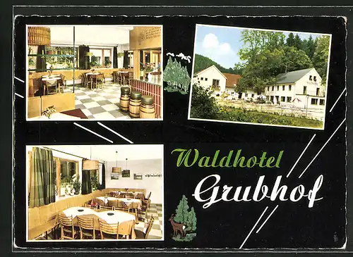 AK Hofkirchen, Waldhotel Grubhof, Innenansichten