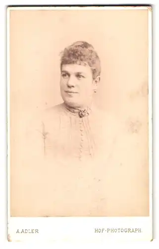 Fotografie Aug. Adler, Dresden, Victoriastrasse 21, Portrait bürgerliche Dame mit hochgestecktem Haar