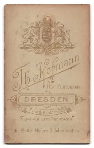 Fotografie Th. Hofmann, Dresden, Pragerstrasse 25, Portrait süsses Kleinkind im karierten Kleid