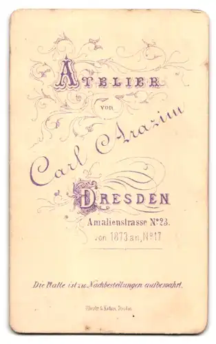 Fotografie Carl Arazim, Dresden, Amalienstrasse 23, Portrait bürgerliche Dame mit Kragenbrosche