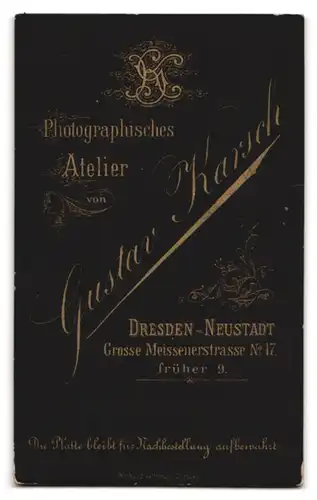 Fotografie Gustav Karsch, Dresden-Neustadt, Grosse Meissenerstrasse 17, Portrait kleines Mädchen im hübschen Kleid