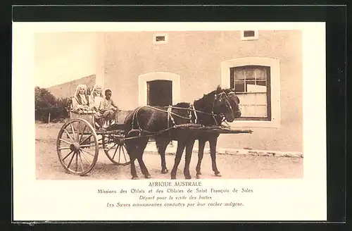 AK Afrique Astrale, Missions des Oblats et des Oblates de Saint-Francois de Sales, Départ pour la visite des huttes