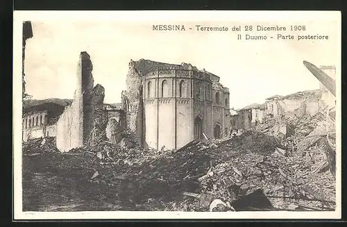 AK Messina, Terremoto 1908, Il Duomo, Parte posteriore