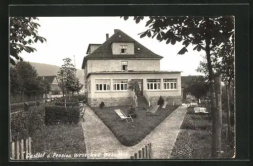 Foto-AK Wahmbeck / Weser, Gasthof u. Pension Weserland