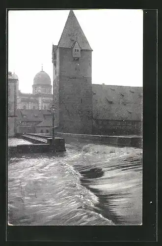 AK Nürnberg, Hochwasser-Katastrophe 5. Februar 1909, Am Bergauerplatz