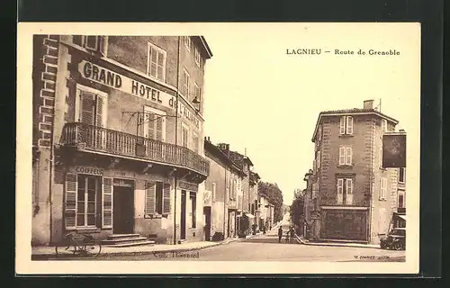 AK Lagnieu, Route de Grenoble, Strassenpartie