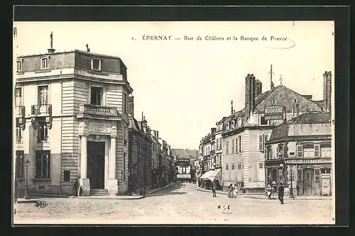 AK Épernay, Rue de Châlons et la Banque de France