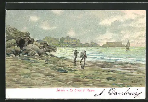 Künstler-AK Anzio, Le Grotte di Nerone