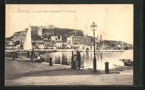 AK Corfou, Le Quai avec la Nouvelle Forteresse